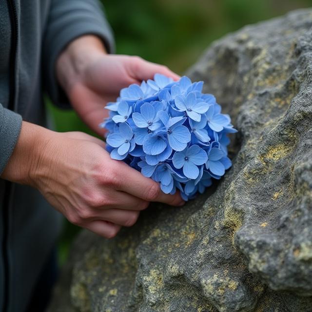 A floral designer working with flint stone and wild Irish flowers